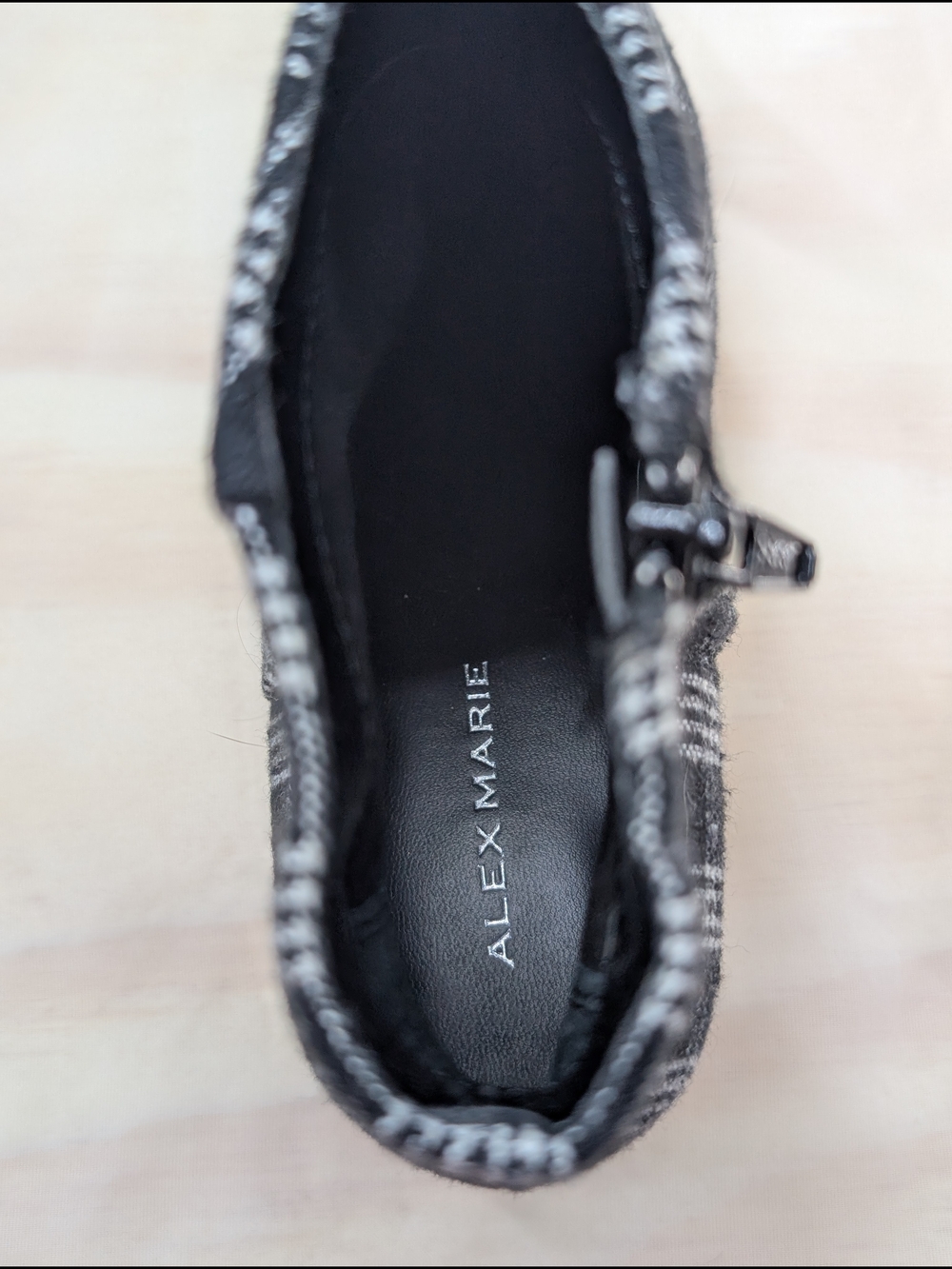 Alex Marie Black & White Plaid Block Heel Ankle Booties | Women's Size 6 | Point - Picture 5 of 6